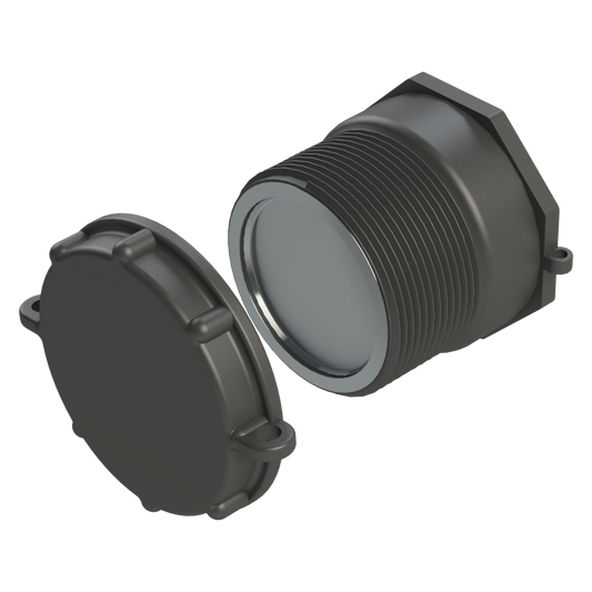 2'' NPT short male x S60x6 female, gasket, foil, cap