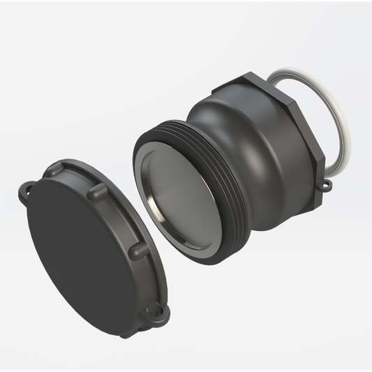 2’’ short Camlock male with 21B x S60X6 female, gasket, cap, foil