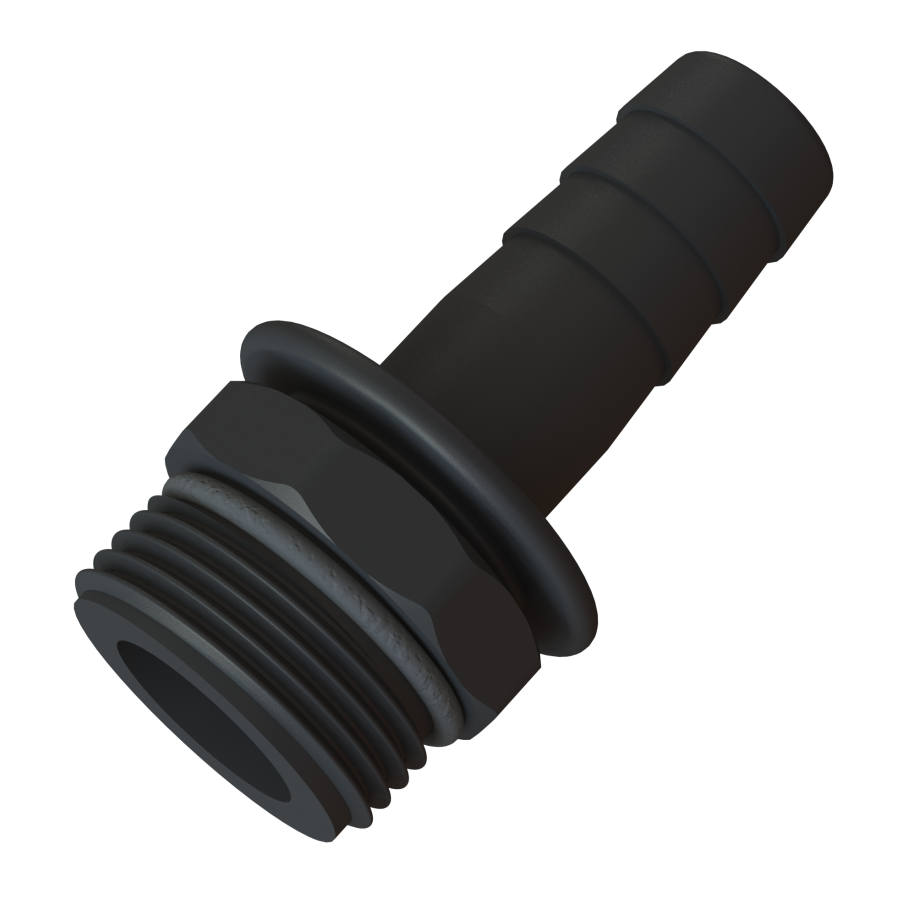 1'' BSP short male / o-ring X ¾'' (19mm) hose tails G/P/P