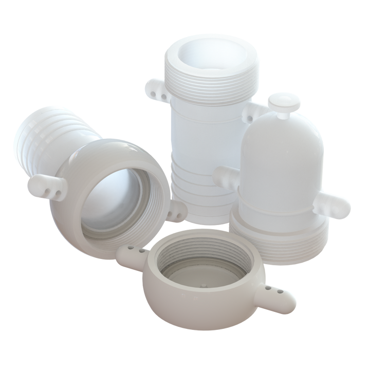 CPP® BSPP and URT lugged couplings in natural polypropylene