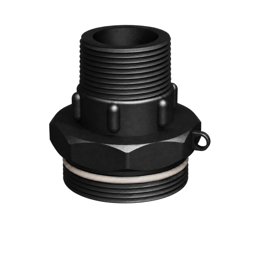 CPP® BCS G2 × 11.5 (2″ BSP/NPS) Drum Thread × 1¼″ NPT Male in black glass-filled polypropylene – product view 2