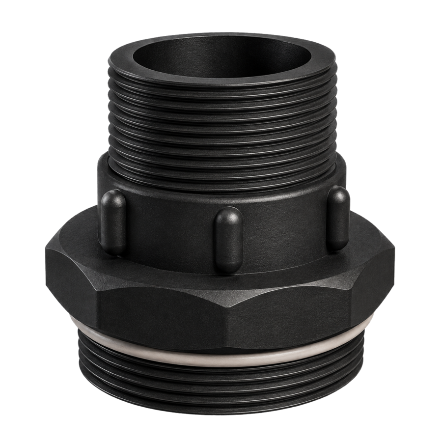 CPP® BCS G2 × 11.5 (2″ BSP/NPS) Drum Thread × 1½″ NPT Male in black glass-filled polypropylene – product view 2