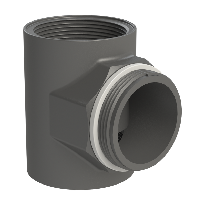 BCS G2 × 11.5 (2″ BSP/NPS) Drum Thread × 2″ Female Pipe Thread Tee – GF Polypropylene – CPP®