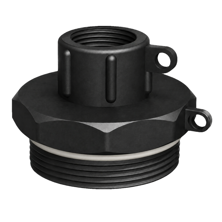 CPP® BCS G2 × 11.5 (2″ BSP/NPS) Drum Thread × ¾″ BSPP Female in black glass-filled polypropylene – product view 2