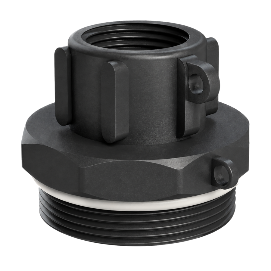 CPP® BCS G2 × 11.5 (2″ BSP/NPS) Drum Thread × 1″ NPT Female in black glass-filled polypropylene – product view 4