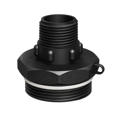CPP® BCS G2 × 11.5 (2″ BSP/NPS) Drum Thread × 1″ BSPT Male in black glass-filled polypropylene – product view 2