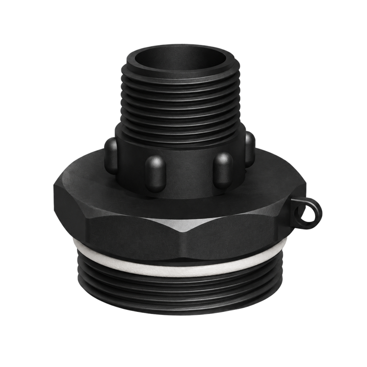 CPP® BCS G2 × 11.5 (2″ BSP/NPS) Drum Thread × 1″ BSPT Male in black glass-filled polypropylene – product view 2