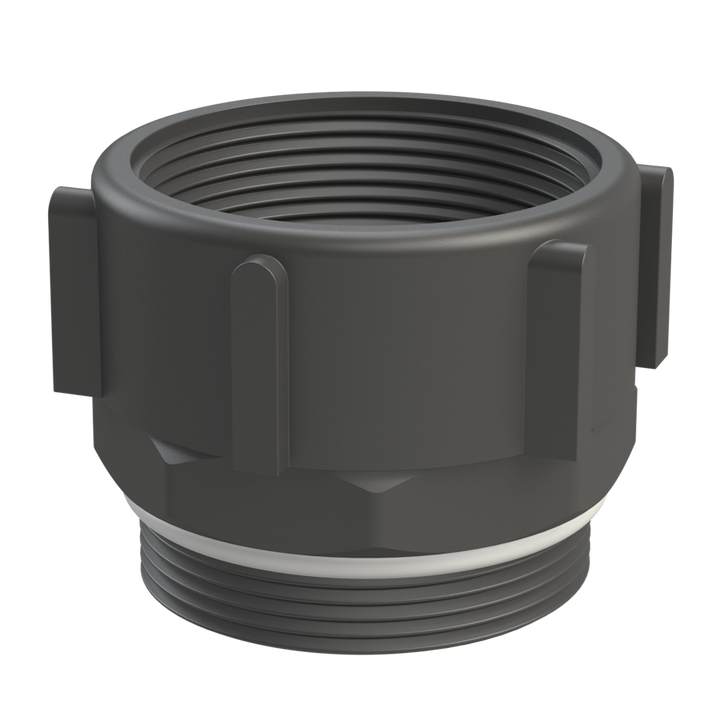 CPP® BCS G2 × 11.5 (2″ BSP/NPS) Drum Thread × 2″ BSPP Female in black glass-filled polypropylene