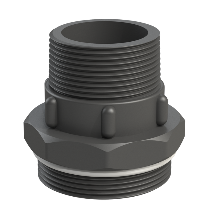 CPP® BCS G2 × 11.5 (2″ BSP/NPS) Drum Thread × 1½″ BSPT Male in black glass-filled polypropylene