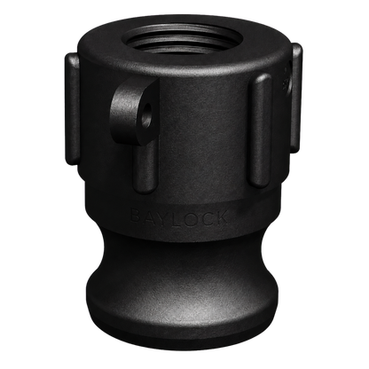 ¾″ Male Camlock × ½″ NPT Female (Type A) in black glass-filled polypropylene