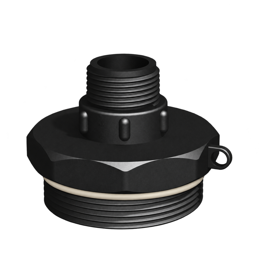 CPP® BCS G2 × 11.5 (2″ BSP/NPS) Drum Thread × ¾″ BSPT Male in black glass-filled polypropylene – product view 2