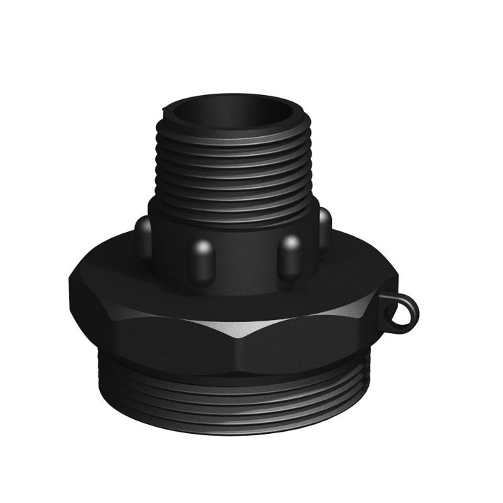 CPP® BCS G2 × 11.5 (2″ BSP/NPS) Drum Thread × 1″ BSPT Male in black glass-filled polypropylene – product view 1