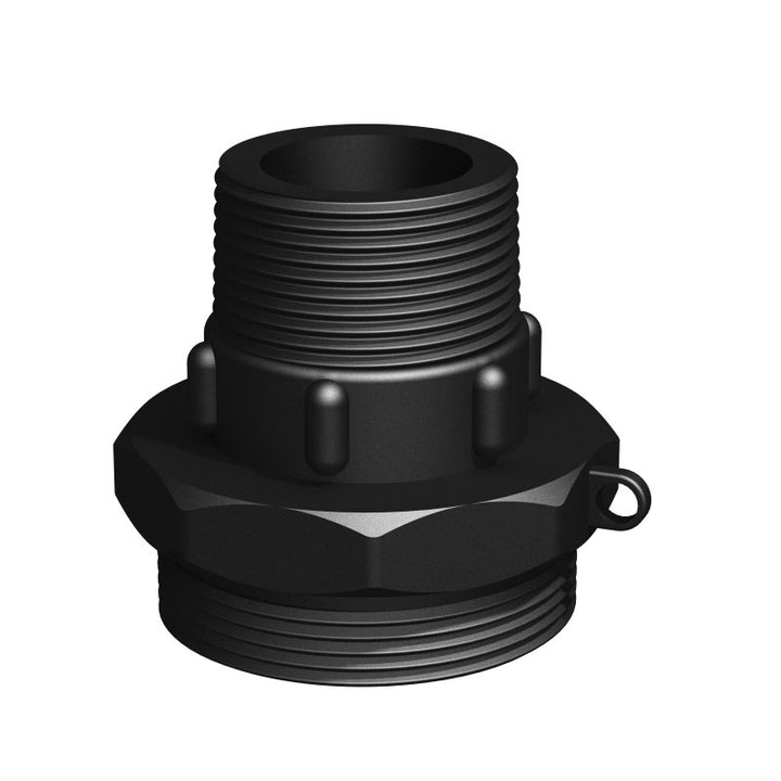 CPP® BCS G2 × 11.5 (2″ BSP/NPS) Drum Thread × 1¼″ NPT Male in black glass-filled polypropylene – product view 1