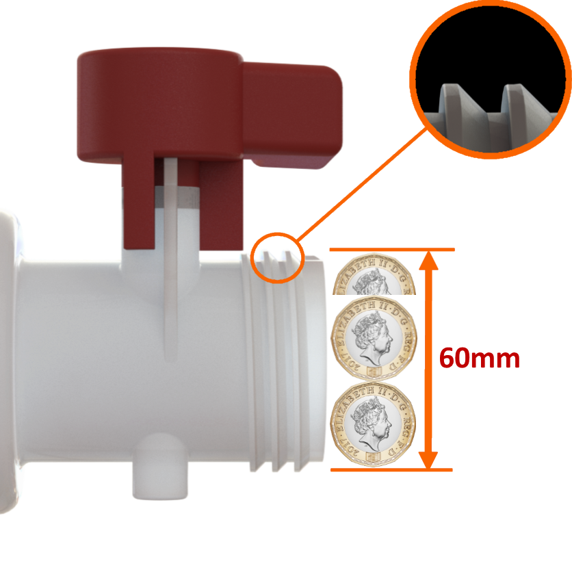 ¾’’ BSP male ball valve to S60X6 IBC female swivel nut