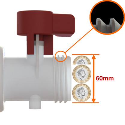 ¾’’ BSP male ball valve to S60X6 IBC female swivel nut